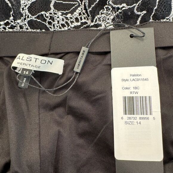 Halston Heritage Off the Shoulder Flounce Mesh Lace Embroidered Top 14 - Picture 7 of 7